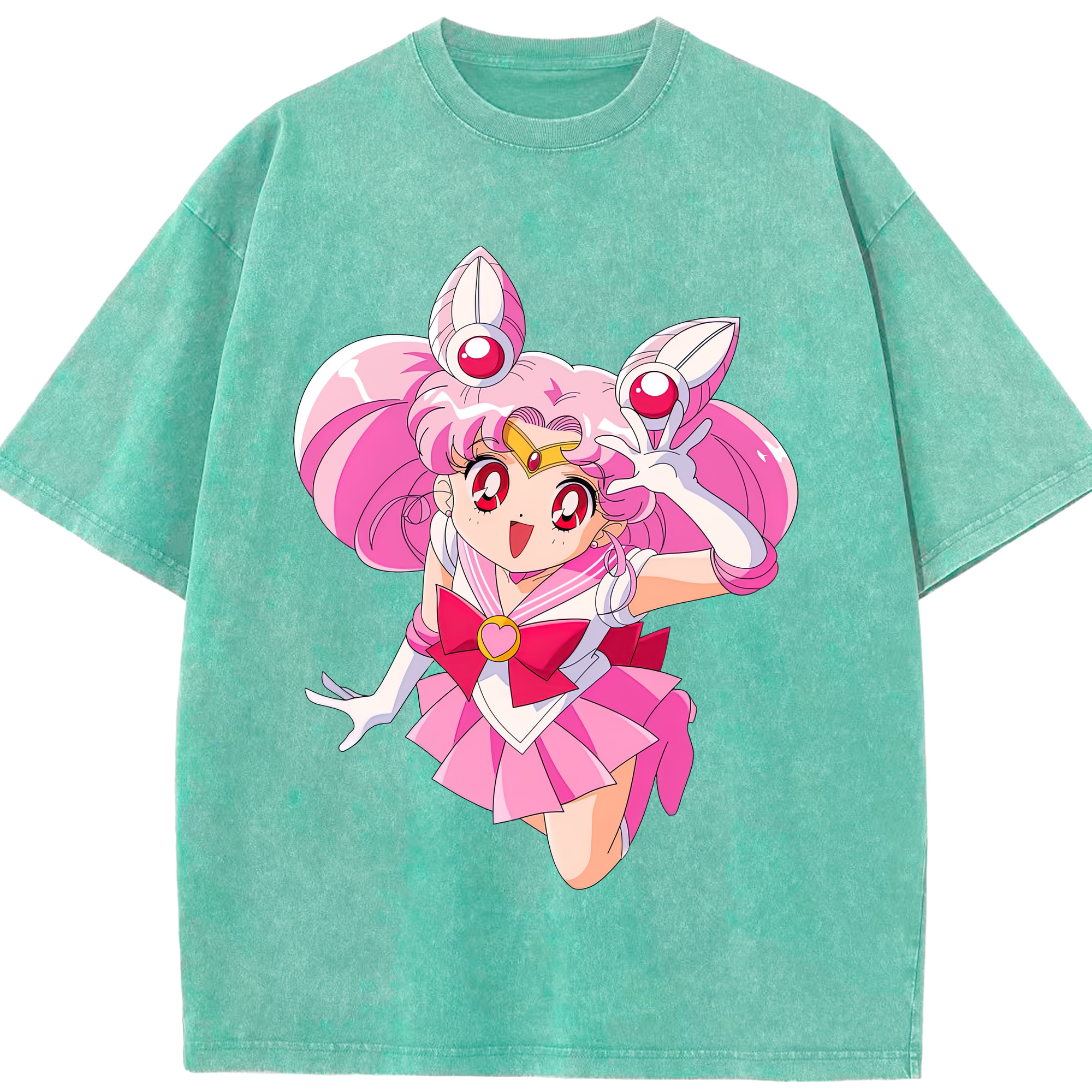 （画像用） 美少女戦士セーラームーン ちびうさ Sailor Moon Chibiusa Tsukino Usagi Small Lady Serenity 綿100% ヴィンテージ風 半袖Tシャツ（フロントプリント）